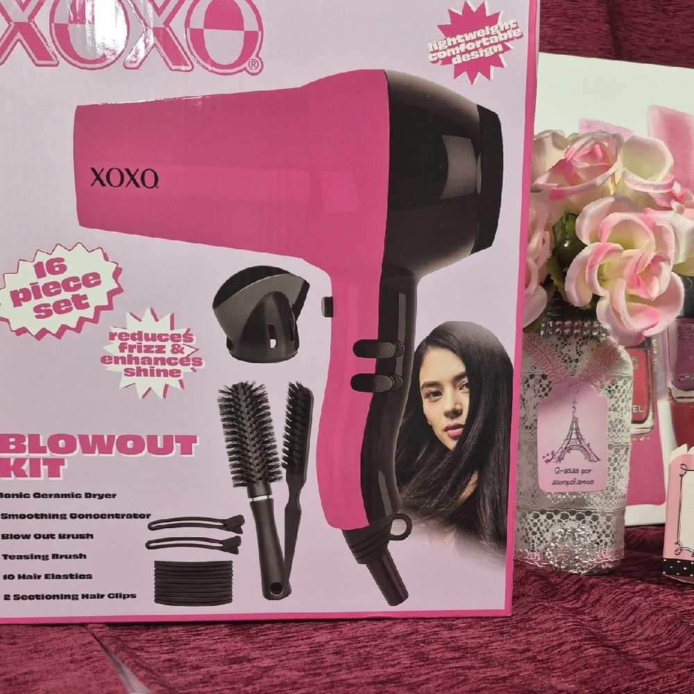 XOXO Pink and Black Hair Styling Blowout Kit NWT 262